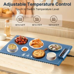 Upgrade Electric Warming Tray - Portable Warming Tray with Full Surface Heating, 3 Temperature Settings, Timer & Safety Lock，Versatile Heating Mat for Food, Food Warmer Mat for Parties & Everyday Use