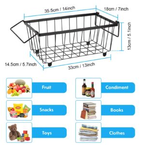 Kadrama Freezer Organizer Bins, 4 Pack Stackable Chest Freezer Organizer for 5 and 7 Cu.FT Deep Freezer Metal Wire Storage Basket with Side Handles Pantry Organization Bins, Get Food Easily