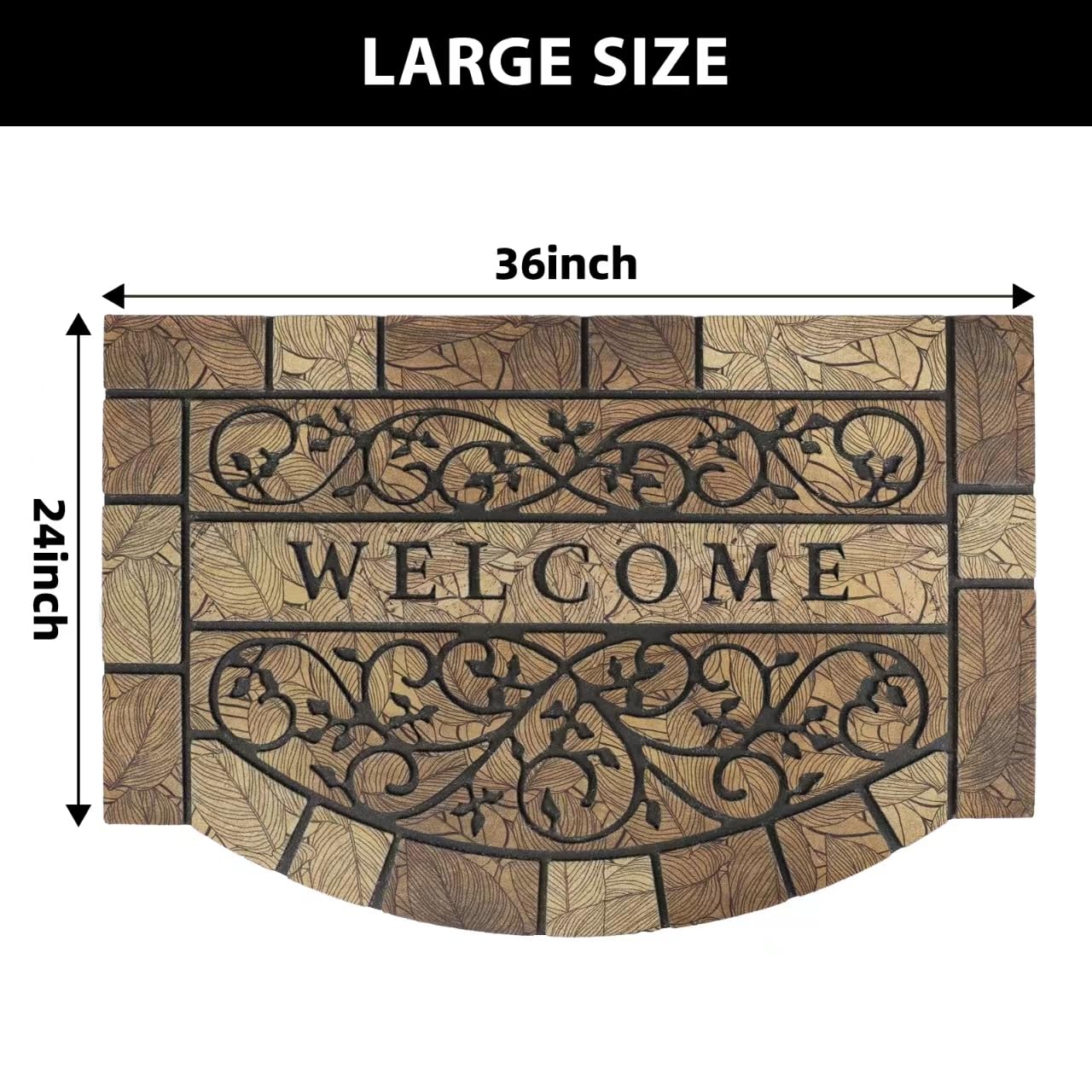 MTOUOCK Durable Welcome Door Mats, 24"x36" Heavy-Duty Large Welcome Mat for Front Door with Non-Slip Rubber Backing, Door Mats for Outside Entry High Traffic Area（Leaves）