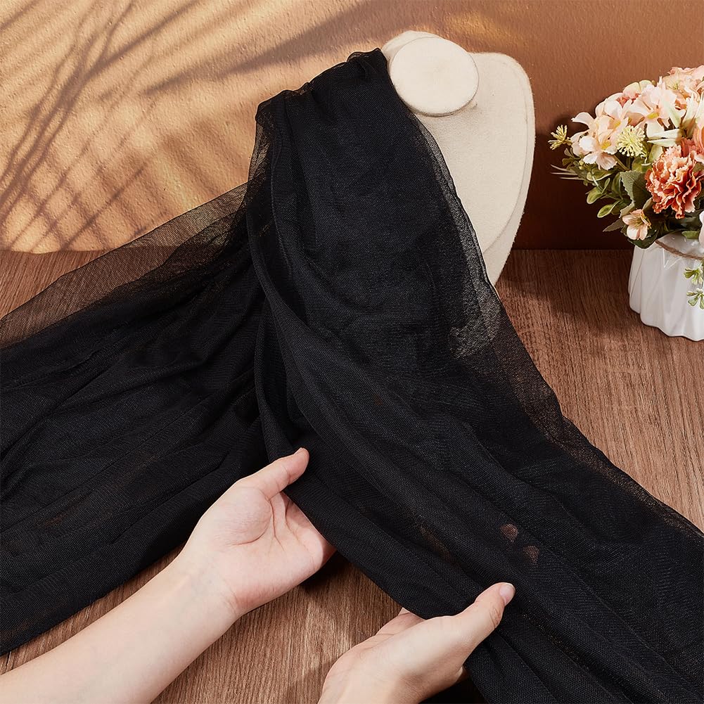 OLYCRAFT 2m/2.2 Yards Black Micro Mesh Fabric 1.7~1.8 Yards Wide No Stretch Net Fabric Mesh Polyester Mesh Sheer Tulle Lace Fabric for Gift Wrapping DIY Sewing Crafts Wedding Party Decorations