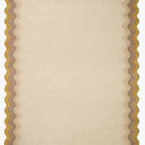 Capitola Rugs Hand Tufted 100% Wool Rug, Scalloped Edges, Hand Hooked, Modern Ombre Wave Design, Multiple Sizes/Colors (Mustard, 8x10), CAAC-22