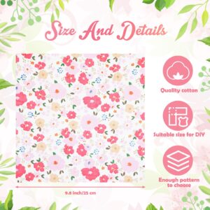 Tatuo 30 Pcs 10" Pink Theme Quilting Cotton Fabric Squares Floral Precut Fabric Square Sheets for Sewing Scrapbooking DIY Craft Patchwork