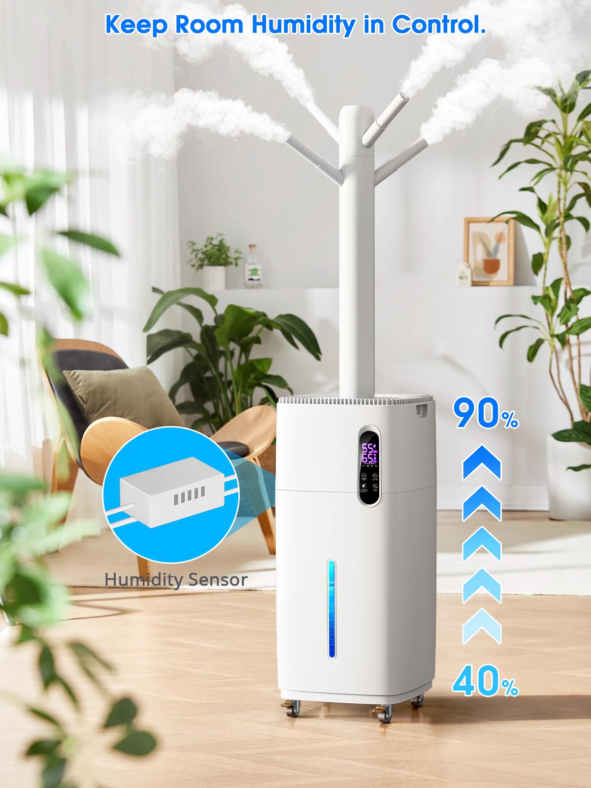 Petsaint 26L/5.7Gal Humidifier for Large Room Up to 3000 ft², 6-core atomization, 2000 mL/h Mist Output, Remote Control and 6 Mist Level, Ultrasonic Cool Mist Humidifiers for Bedroom Whole House