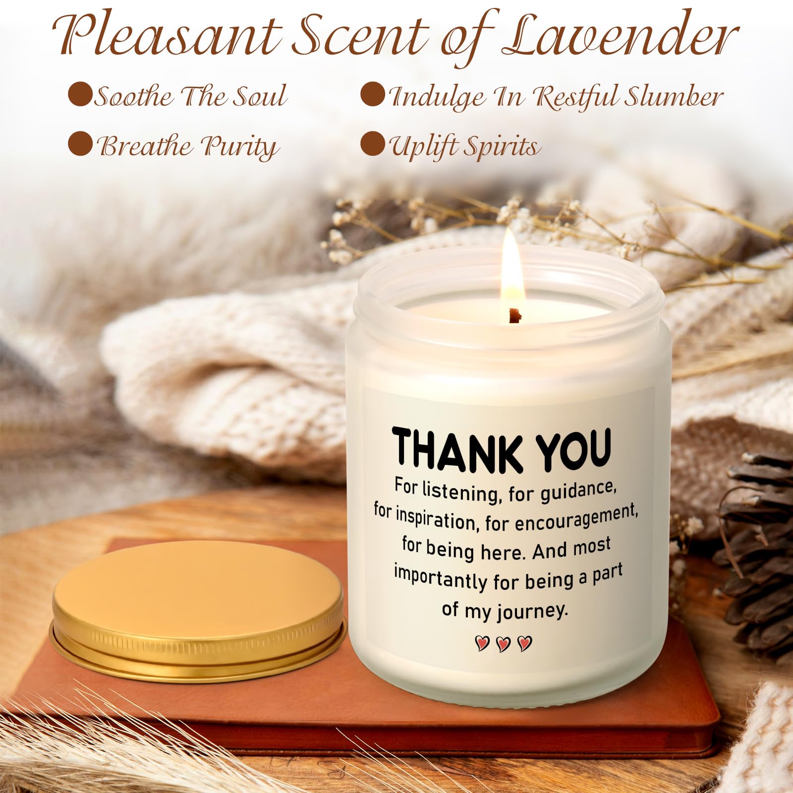 LiqCool Thank You Candle for Women Men, Appreciation Gifts for Teacher Coworkers Boss Lady Employees Manager Coach Friends, Thanksgiving Birthday Christmas Gifts for Dad Mom Sister BFF