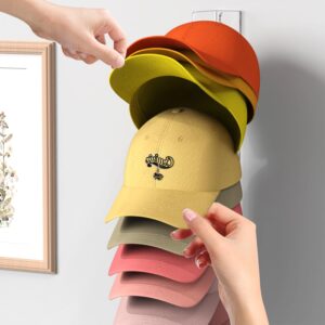 Daoun Hat Racks for Baseball Caps, 2 Packs Hat Organizer for Wall Adhesive Hat Hooks Hold Up to 24 Hats, Hat Storage Display Hat Hanger Holder for Door Closet