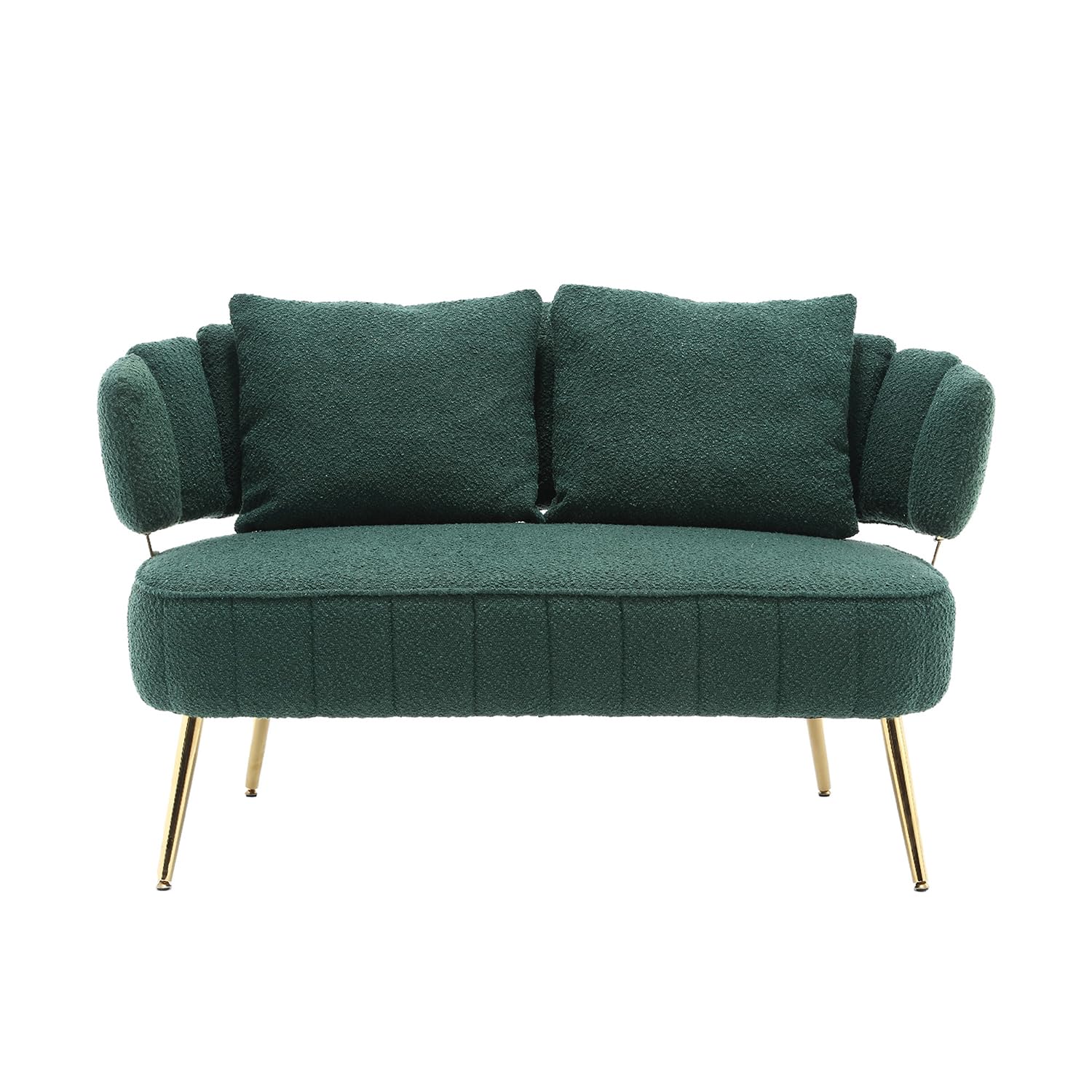 Modern Polyester Loveseat Couch,Futon Small Sofa with Pillow 2-Seater Upholstered Mini Sofa Couches for Small Space Living Room Bedroom Office Dorm Studio Apartment Love Seat Couche (Emerald)