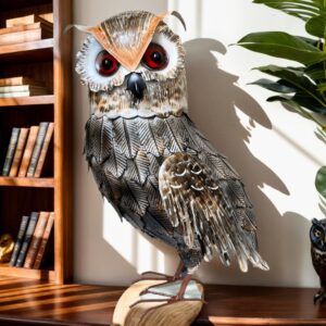 ElegantFloraDcor Metal Owl Sculpture, Indoor Home Furniture Decoration Art Craft Gift, Outdoor Garden Lawn 3D Art Sculpture