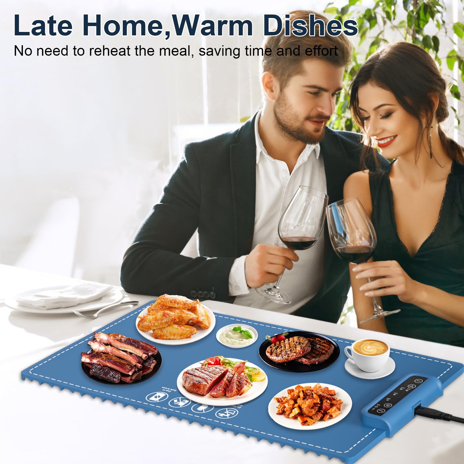 Upgrade Electric Warming Tray - Portable Warming Tray with Full Surface Heating, 3 Temperature Settings, Timer & Safety Lock，Versatile Heating Mat for Food, Food Warmer Mat for Parties & Everyday Use