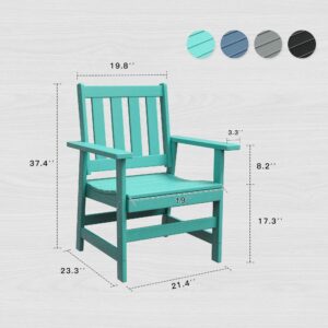 VICLLAX Patio Dining Chairs Set of 4, HDPE Weather Resistant Balcony Chairs Adirondack Furniture Fit for Front Porch, Deck, Backyard, Aruba