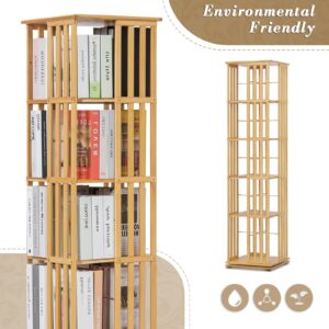 Athena Collection Rotating Book Shelf Corner Bookcase, Floorstanding 5-Tier Modern Open Bookshelf Book Case, 360 Display Wood Shelf Book Storage Rack for Office Bedroom Living Room Furniture, Natural