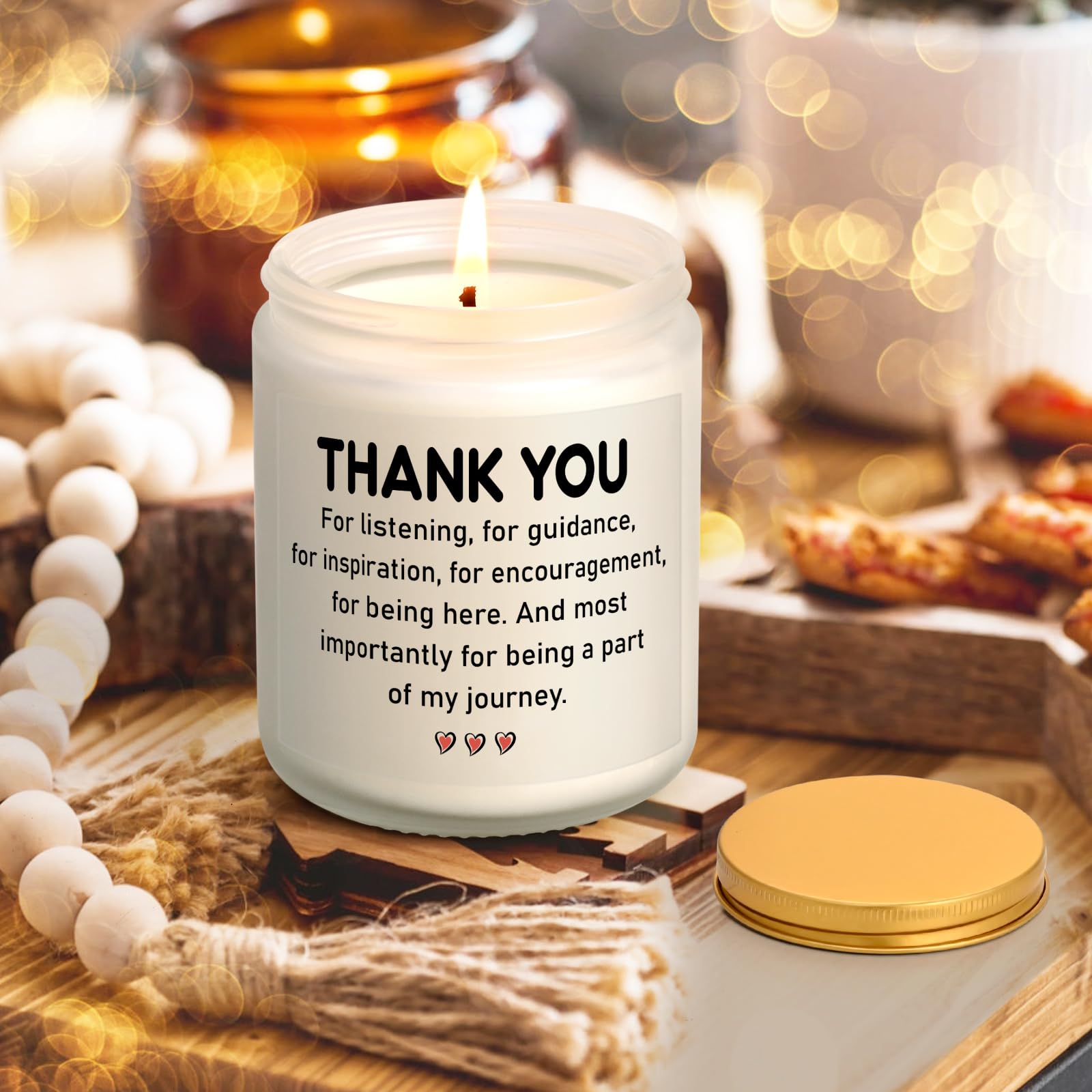 LiqCool Thank You Candle for Women Men, Appreciation Gifts for Teacher Coworkers Boss Lady Employees Manager Coach Friends, Thanksgiving Birthday Christmas Gifts for Dad Mom Sister BFF