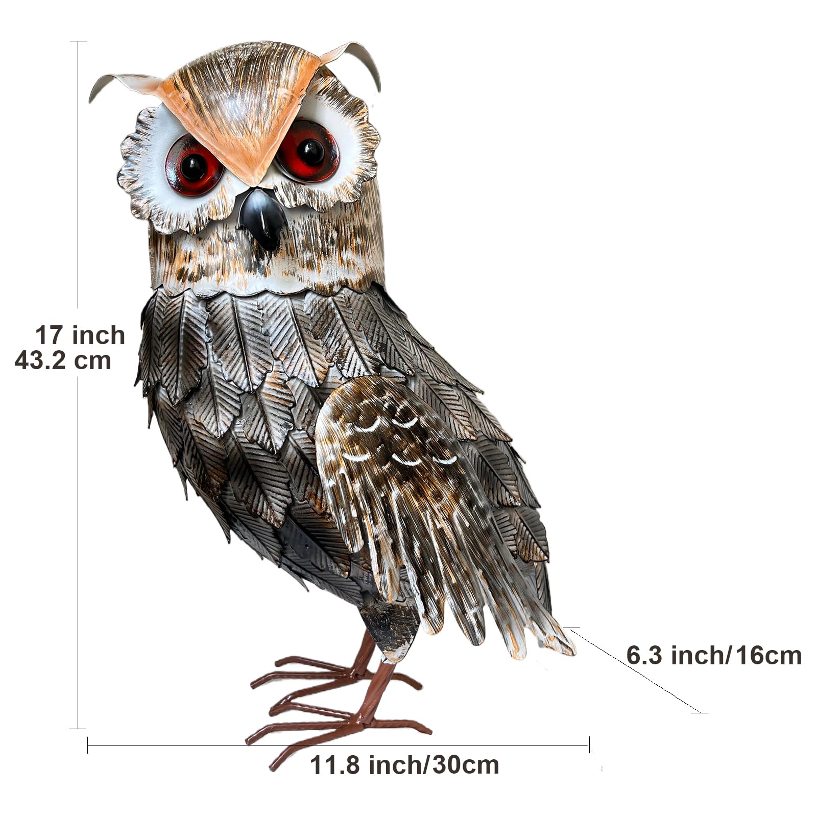 ElegantFloraDcor Metal Owl Sculpture, Indoor Home Furniture Decoration Art Craft Gift, Outdoor Garden Lawn 3D Art Sculpture