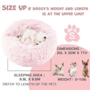 Himax Dog Beds for Small Dogs&Cats, Comfort Dog Bed with Blanket Attached, Calming Anti-Anxiety Fluffy Dog Bed Washable (20"/26"/35") Pink