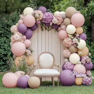 Dusty Purple Pink Balloons - Double Stuffed Lavender Pink Nude Balloon Garland White Sand Blush Ivory Balloon Pastel Lilac Balloon Arch Kit for Birthday Baby Shower Bridal Wedding Party Decorations