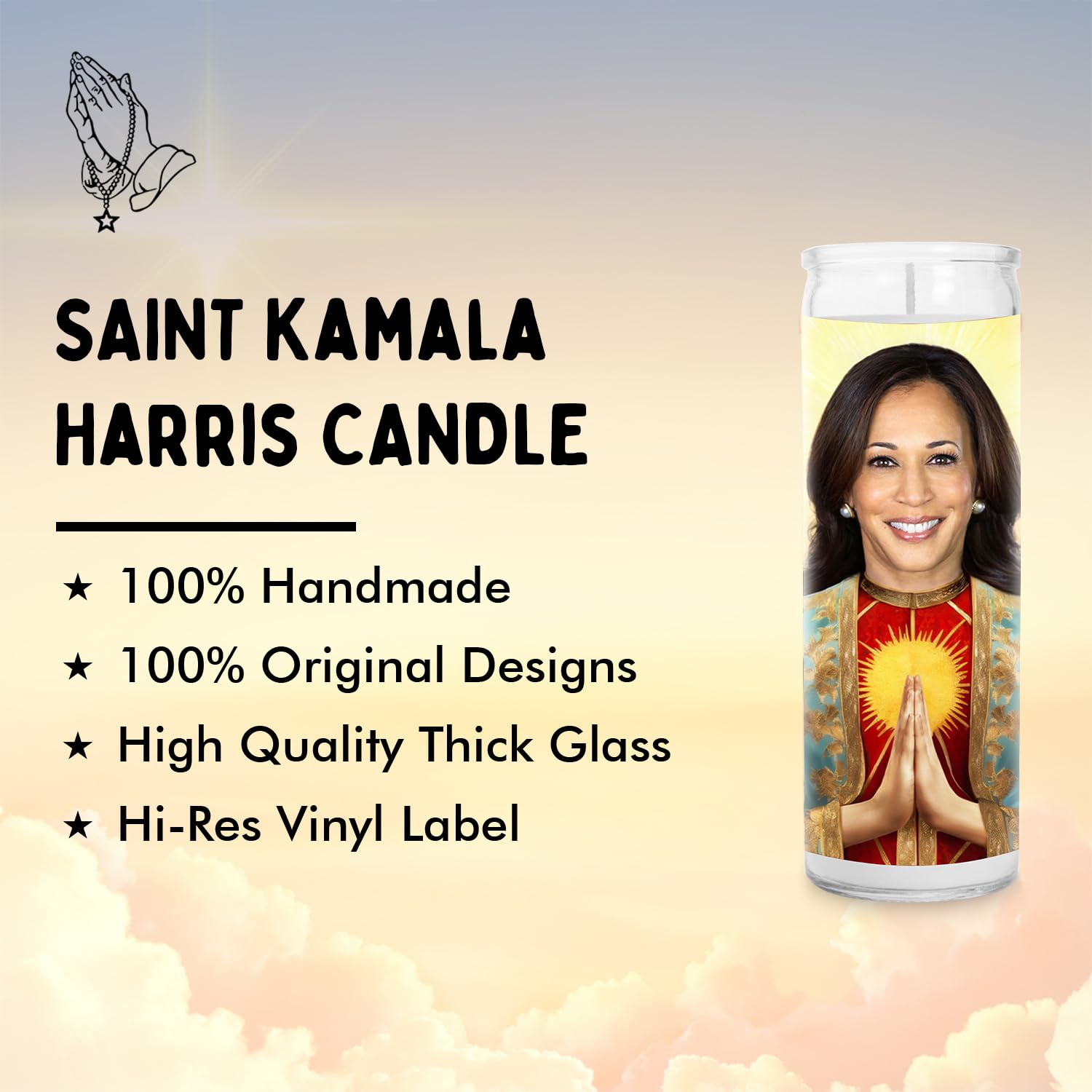 Kamala Celebrity Candles - Unique Gift - Votive Glass Jar White Candle - Handmade Soy Wax Candle - Unique Novelty Gift 2024