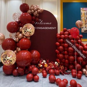 MEBAY Burgundy Balloon Arch Kit, 141 Pcs Maroon Metallic Chrome Gold Rose Gold and White Latex Balloons Different Sizes 18 12 10 5 Inch for Birthday Wedding Anniversary Bridal Bachelorette Wine Party