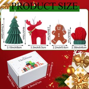 Conelist 4 Pcs Christmas Candles Scented Candles Gift Set Elk Christmas Tree Gingerbread Man Glove Shaped Candles for Women Xmas Home Decor Party Bedroom Room Table Decorations