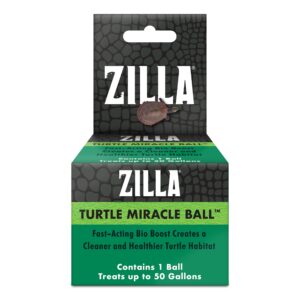 zilla pet turtle miracle ball, odor and sludge remover, for cleaner and healthier turtle habitats and aquariums, treats up to 50 gallons