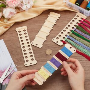 BENECREAT 4pcs 2 Sizes Wooden Embroidery Floss Organizer, 22-Holes with Numbers Winding Plate Board Card Rectangle Thread Project Cards for DIY Sewing Cross Stitch Storage Thread