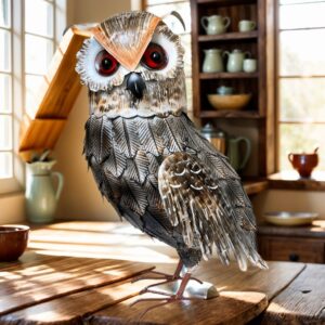 ElegantFloraDcor Metal Owl Sculpture, Indoor Home Furniture Decoration Art Craft Gift, Outdoor Garden Lawn 3D Art Sculpture