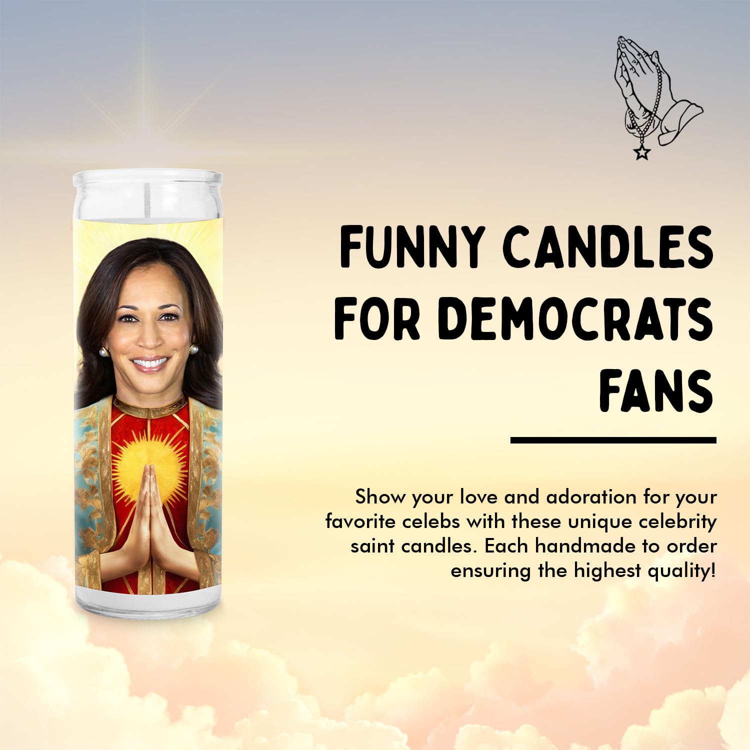 Kamala Celebrity Candles - Unique Gift - Votive Glass Jar White Candle - Handmade Soy Wax Candle - Unique Novelty Gift 2024