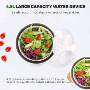 Stainless Steel Salad Rotator, 5-quart Vegetable Dishwasher,Lettuce Cleaner and Dryer, Stainless Steel Salad Spinner, Salad Spinner