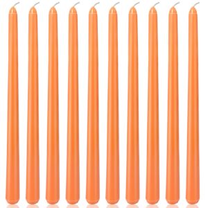 10 pack 12 inch orange taper candles – unscented, dripless, smokeless candlesticks for halloween, autumn decor, thanksgiving, and home celebrations – long burning dinner candles for all occasions