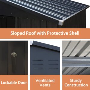 VEIKOU 8’x10’ Outdoor Storage Shed, Metal Storage Shed with Lockable Door & Air Vents, Garden Tool Shed with Thickened Galvanized Steel for Backyard, Patio, Grey