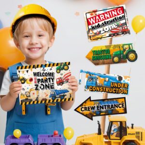 WERNNSAl Construction Truck Party Decorations - 12PCS Construction Truck Party Zone Signs Posters for Kids Construction Truck Theme Birthday Party Supplies Construction Truck Wall Art Decor for Home Garden Yard Decorations