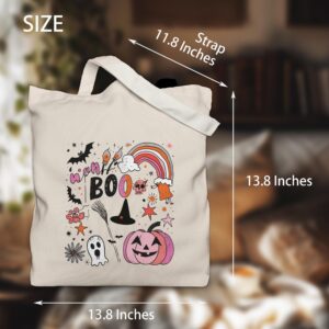 Gezred Pink Halloween Tote Bag for Women, Halloween Bags for Halloween Costume, 13.8x13.8 inch