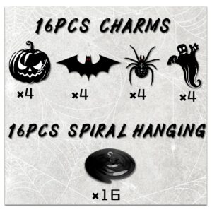 32Pcs Halloween Hanging Swirl Decorations, Halloween Party Decorations with Black Spider Pumpkin Sign Swirls for Home Indoor Outdoor Party Office Decor Supplies