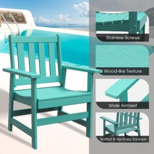 VICLLAX Patio Dining Chairs Set of 4, HDPE Weather Resistant Balcony Chairs Adirondack Furniture Fit for Front Porch, Deck, Backyard, Aruba