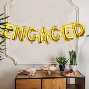 Gold 16INCH Engaged Party Balloon Engagement Golden Aluminum Foil Letters Balloons for Woman Girls Bridal Shower Party Engagement Decorations Party Supplies