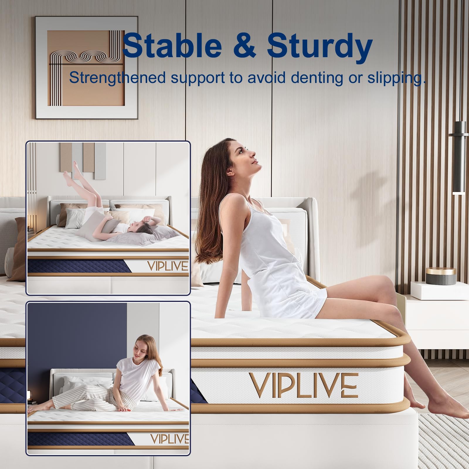 Viplive Full Size Mattress, 10 Inch Memory Foam Mattress, Soft and Comfortable Medium Firm Mattress in A Box with Individual Pocket Springs, 75" *54" *10"