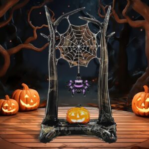 2Pcs Halloween Decorations 55'' Large Standable Balloons, Halloween Tree Scary Skeleton Foil Balloon, Spider Web Pumpkin Foil Balloon, Halloween Decor Mylar Balloons