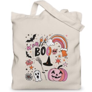 gezred pink halloween tote bag for women, halloween bags for halloween costume, 13.8x13.8 inch