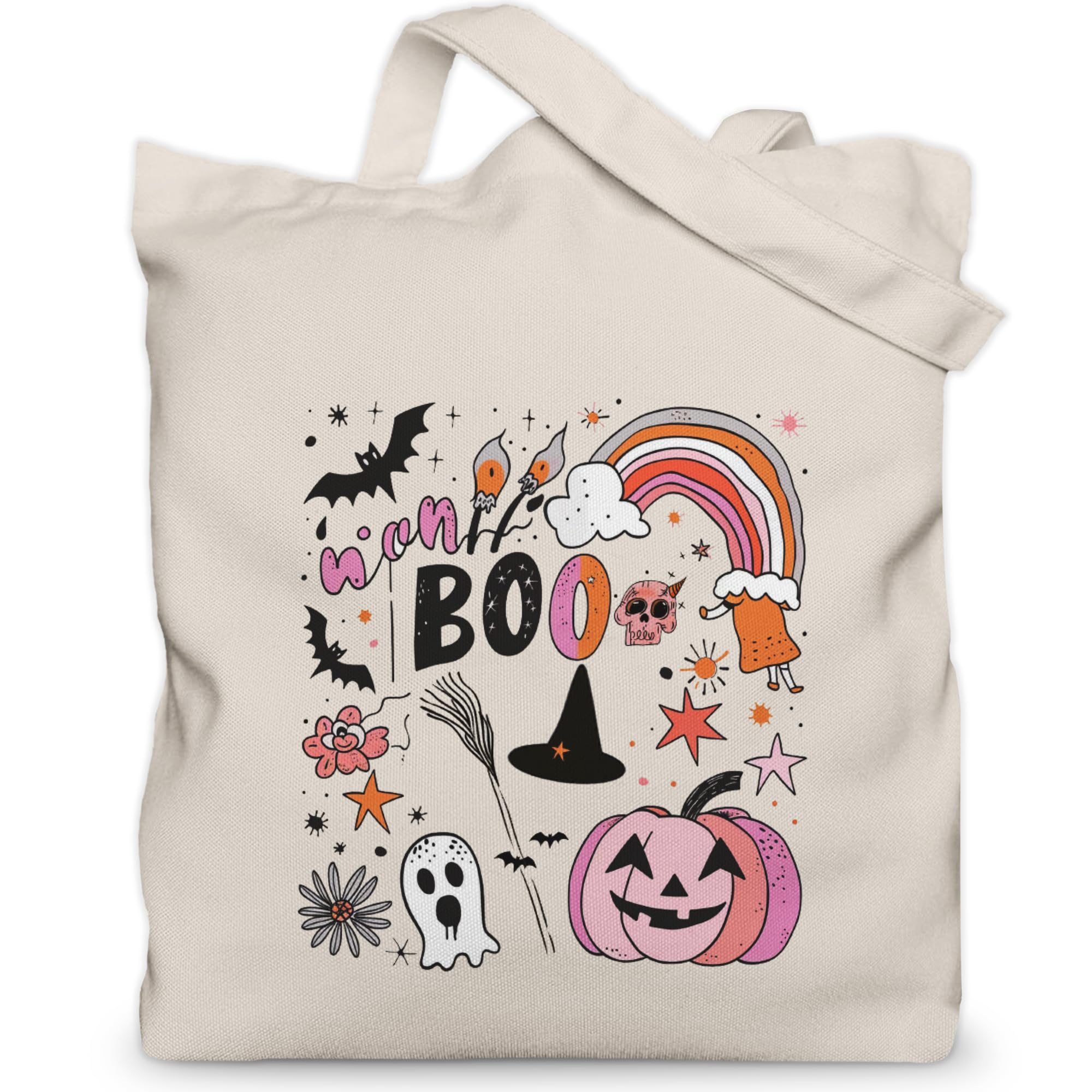 Gezred Pink Halloween Tote Bag for Women, Halloween Bags for Halloween Costume, 13.8x13.8 inch