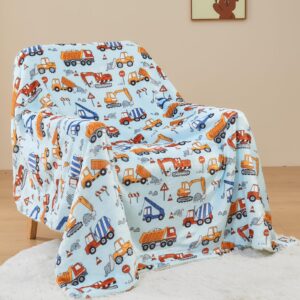 NEWCOSPLAY Sherpa Throw Blanket Cute Soft Aesthetic Fleece Blanket for Kids Girls Boys Teens Cozy Blanket for Bed Couch Camping (Excavator, Throw(50"x60"))