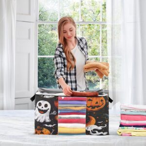 GOODOLD Spooky Happy Halloween Clothes Storage Bags 95L Large Closet Organizer Bags 2-Pack, Zippered, Foldable with Clear Window & Handles - Ideal for Comforters, Blankets