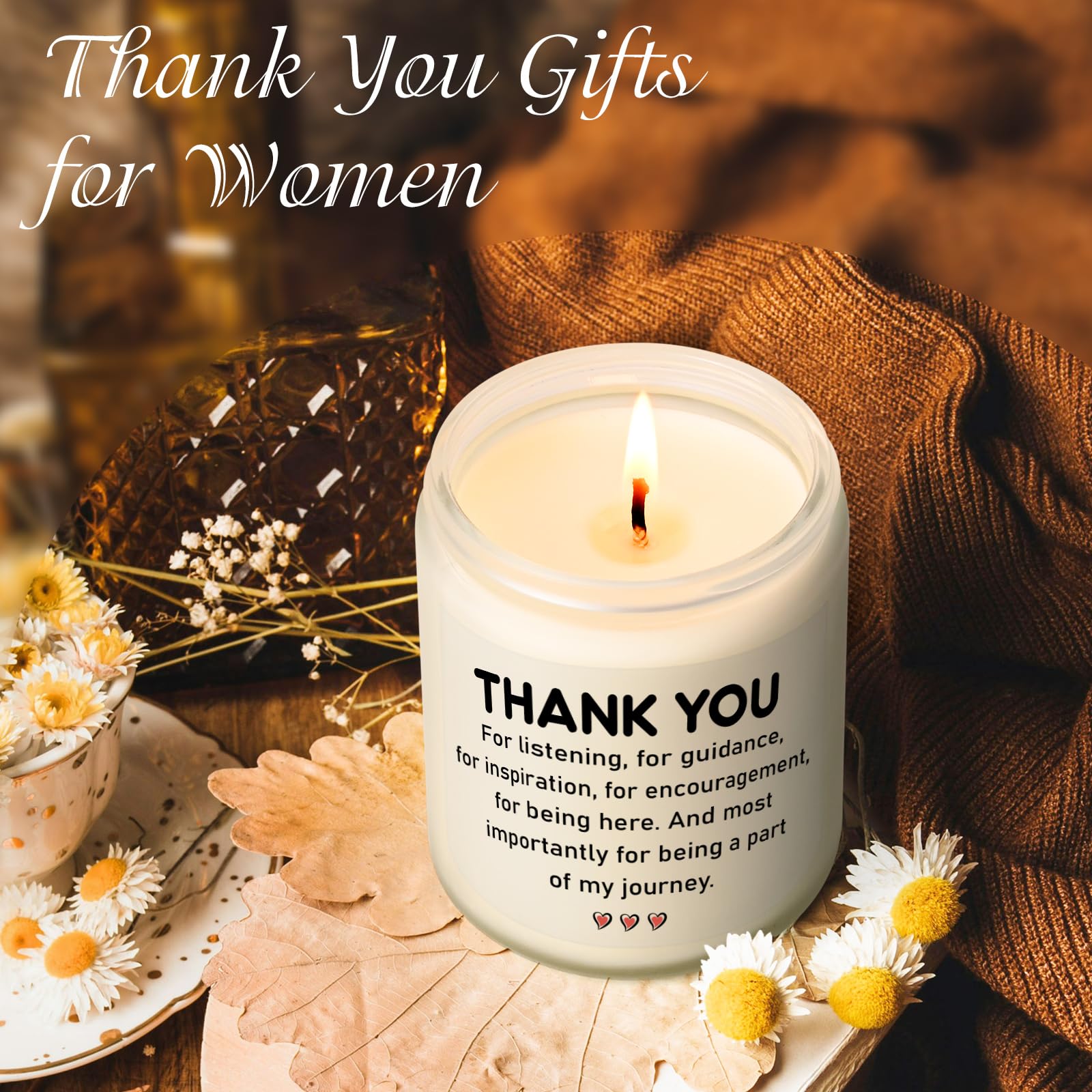 LiqCool Thank You Candle for Women Men, Appreciation Gifts for Teacher Coworkers Boss Lady Employees Manager Coach Friends, Thanksgiving Birthday Christmas Gifts for Dad Mom Sister BFF