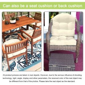 Indoor/Outdoor Chairpad with Ties, Patio Furniture Chair Cushions, Outdoor Rocking Chair Cushions, Outdoor Seat Cushions (Beige, 19 * 19)