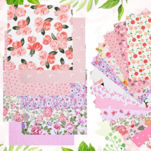 Tatuo 30 Pcs 10" Pink Theme Quilting Cotton Fabric Squares Floral Precut Fabric Square Sheets for Sewing Scrapbooking DIY Craft Patchwork