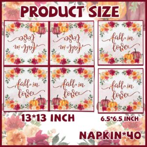 40Pcs Fall In Love Napkins Paper Fall In Love Bridal Shower Decor Bridal Shower Napkins Floral Fall Wedding Napkins Fall Napkins Fall Tableware Fall Floral Napkins Pumpkin Paper Napkins