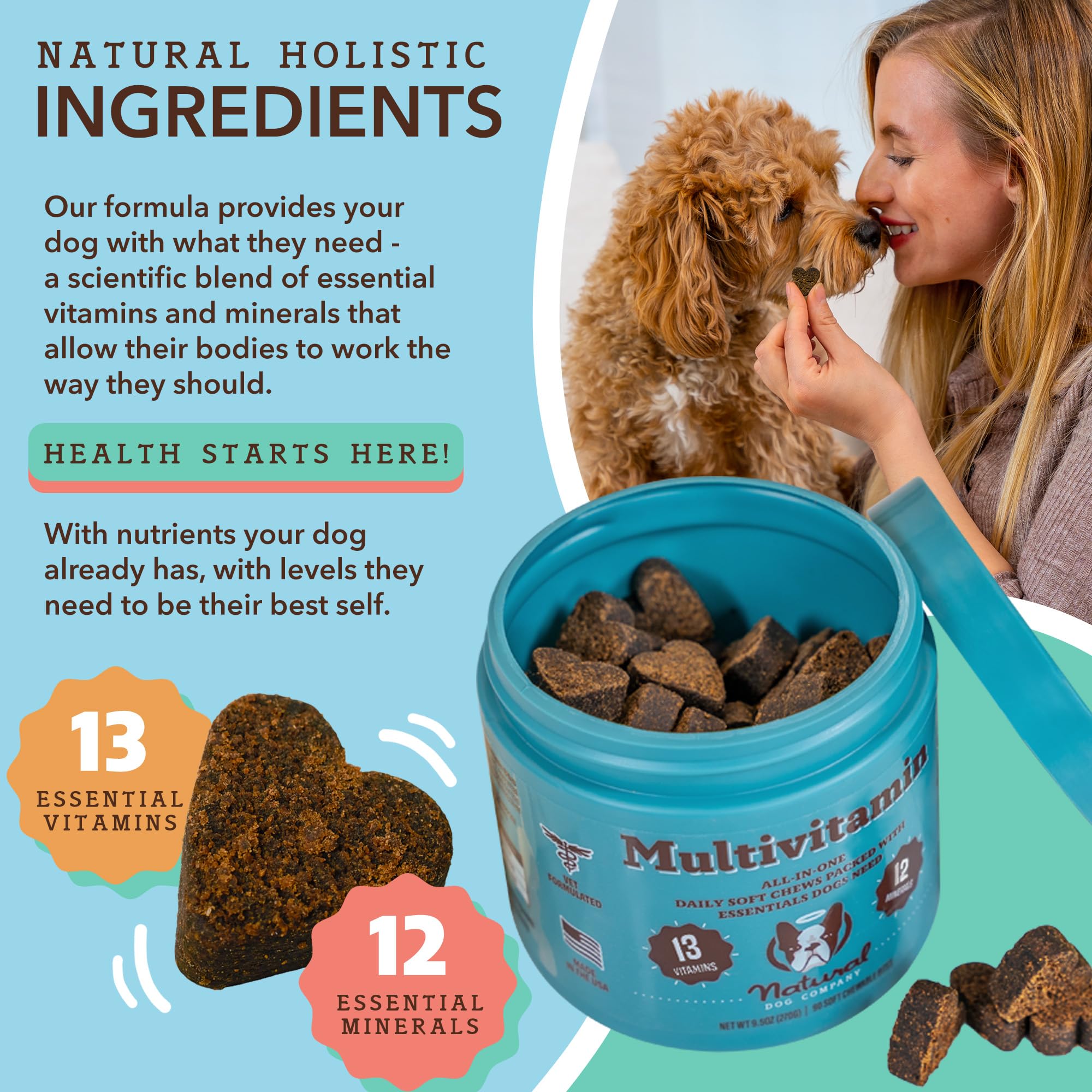 Natural Dog Company Multivitamin Chews for Dogs Bundle, Total Health Boost with Hip & Joint Chews, Liver & Kidney Chews, Essential Dog Multivitamins for Joint Support and Organ Health