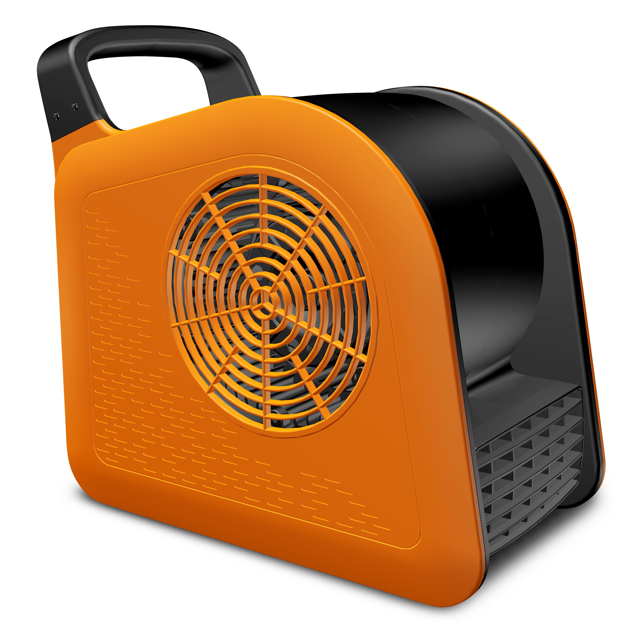 Puligoth Air Mover Blower Fan for Drying Cooling and Ventilating, High Velocity Fan for Home Garage Workshop and Job Site Use, Portable Floor Fan with 185° Rotation, 3 Speeds, 2 AC Outlets, Orange