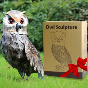 ElegantFloraDcor Metal Owl Sculpture, Indoor Home Furniture Decoration Art Craft Gift, Outdoor Garden Lawn 3D Art Sculpture