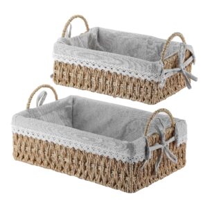 storage basket round paper rope storage basket wicker baskets with handle for organizing decorative storage bins for countertop toilet paper basket for toilet tank top