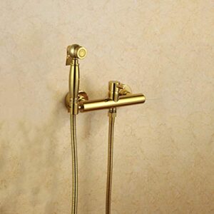 BINCAVIDOU Bidet Spray Set, Wall Mounted Brass Hot and Cold Water Bidet Bathroom Hand Shower Bidet Toilet Sprayer Hygienic Shower Bidet Tap Set with Booster Nozzle,Rose Gold