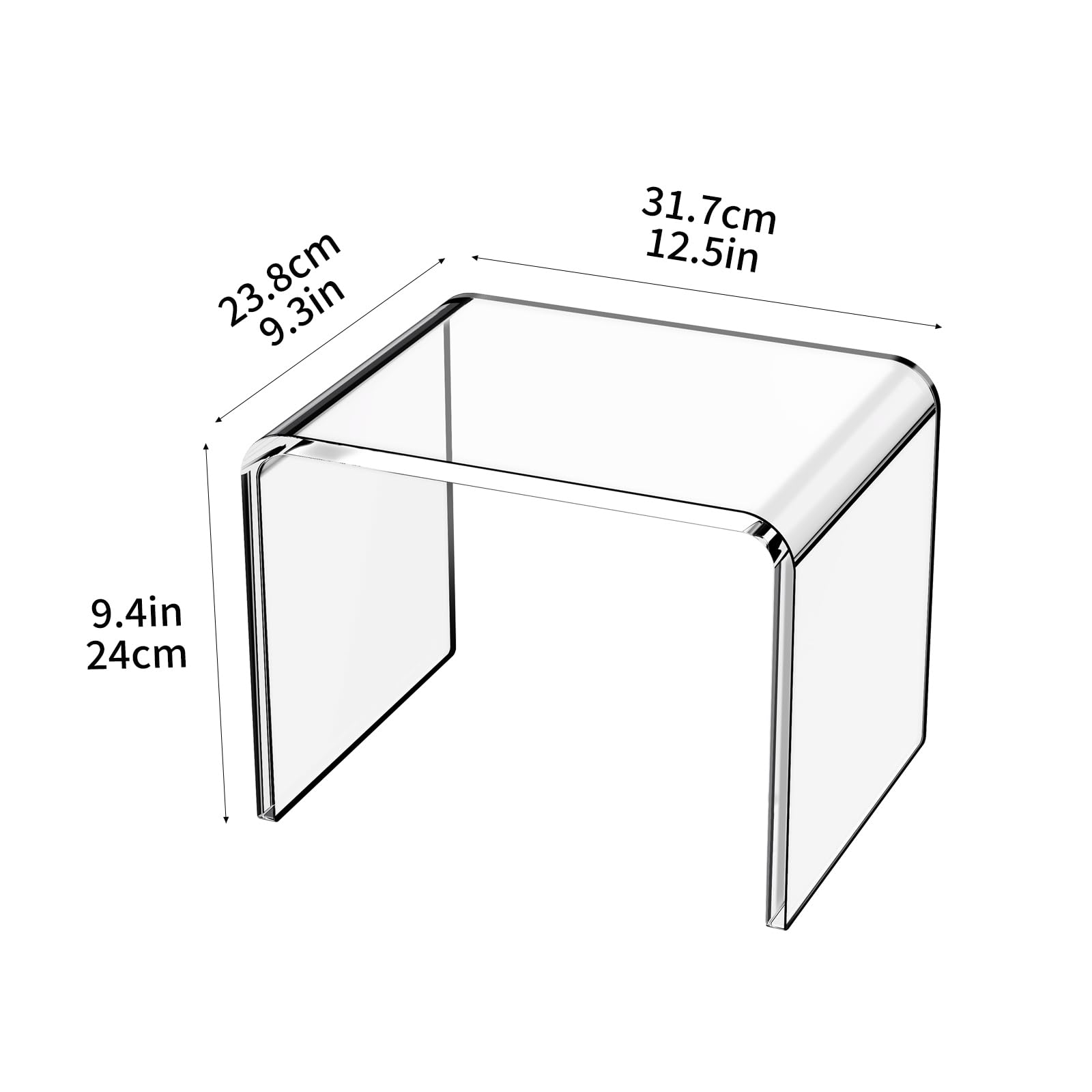 Dewrhiixe Acrylic Step Stool Small Stool,Clear Acrylic Foot Stool for Bathroom Bedroom Kitchen with Non-Slip,Holds Up to 250lbs (Clear, 12.6'' x 9'' × 9.8'')