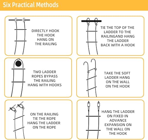 RUJYSLTO Emergency Fire Escape Ladder-Fire Escape Ladder-Escape Rope Ladder with,Fast to Deploy,Ideal for Home Climbing,Escape from Windows and Balconies,3m/9.8ft